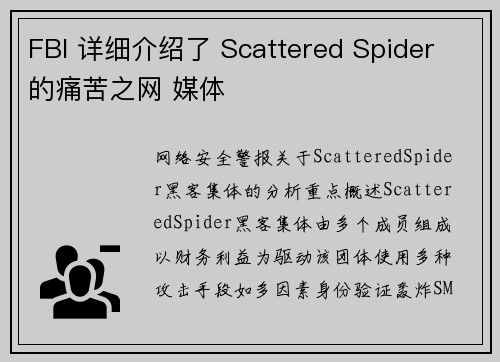 FBI 详细介绍了 Scattered Spider 的痛苦之网 媒体