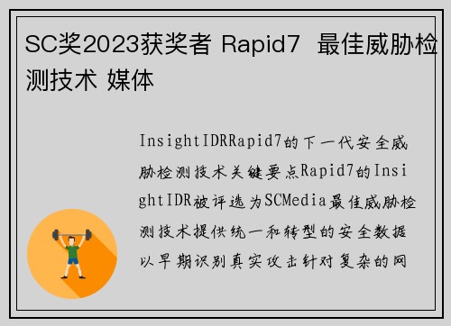 SC奖2023获奖者 Rapid7  最佳威胁检测技术 媒体
